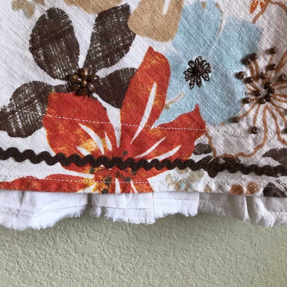 J.Jill Floral Ruffle Cotton A-Line Skirt - Picture 6 of 7